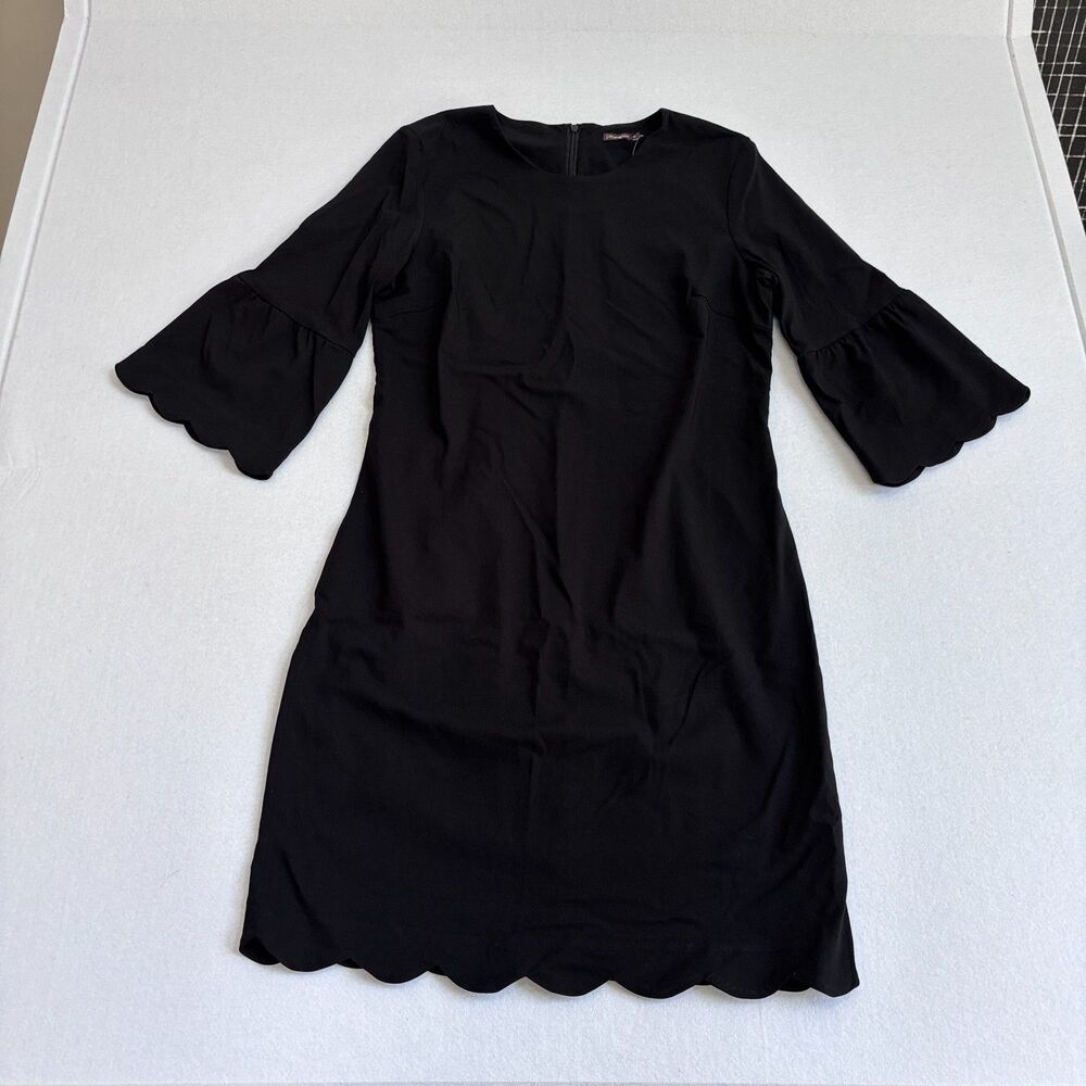 J. Mclaughlin Elle Scallop Dress Womens 12 Black Stretch Preppy Classic Chic NWT